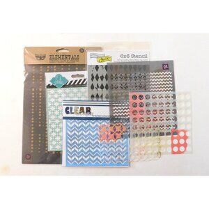 7 Mixed Craft Stencils Scrapbooking DIY Projects Geometric Shapes Dots Chevron